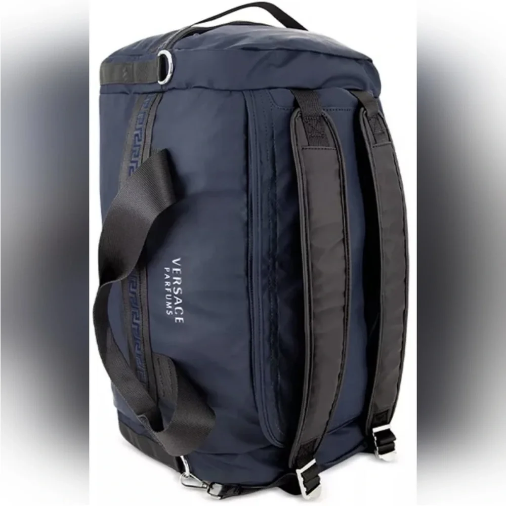 NWT Versace Parfums Men’s Navy/Black Duffel Bag Convertible Backpack GREAT GIFT!